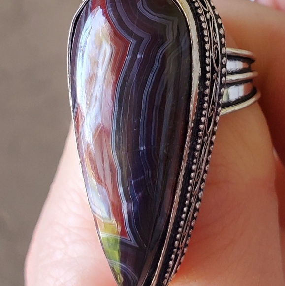 New Crazy Lace Agate 925 Silver Statement Ring. - Picture 6 of 14